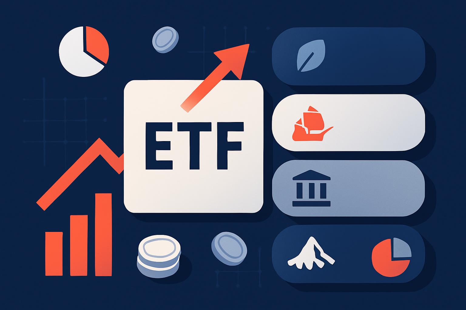 Beginner's guide to ETFs showing the logos of major ETF issuers BlackRock iShares, Vanguard, State Street SPDR and Invesco on a navy background